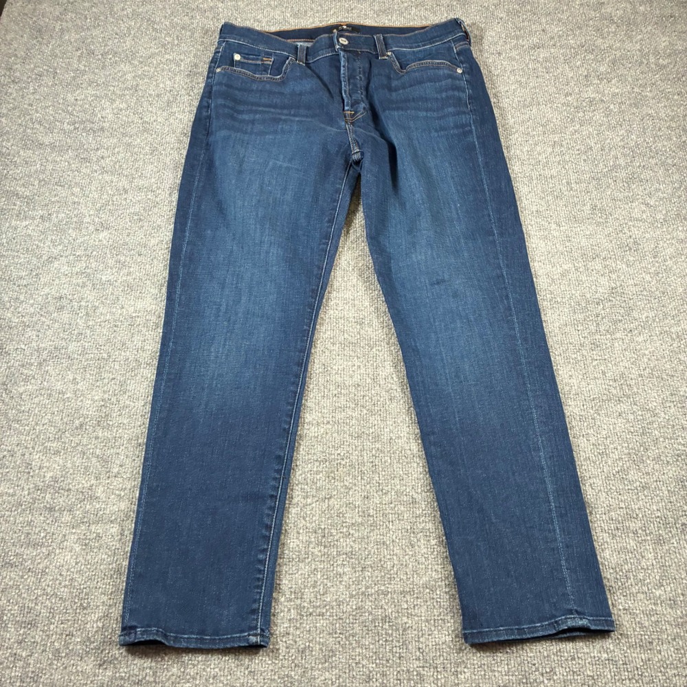 7 For All Mankind Josefina Skinny Boyfriend Jeans Womens 30 Dark Wash Button Fly